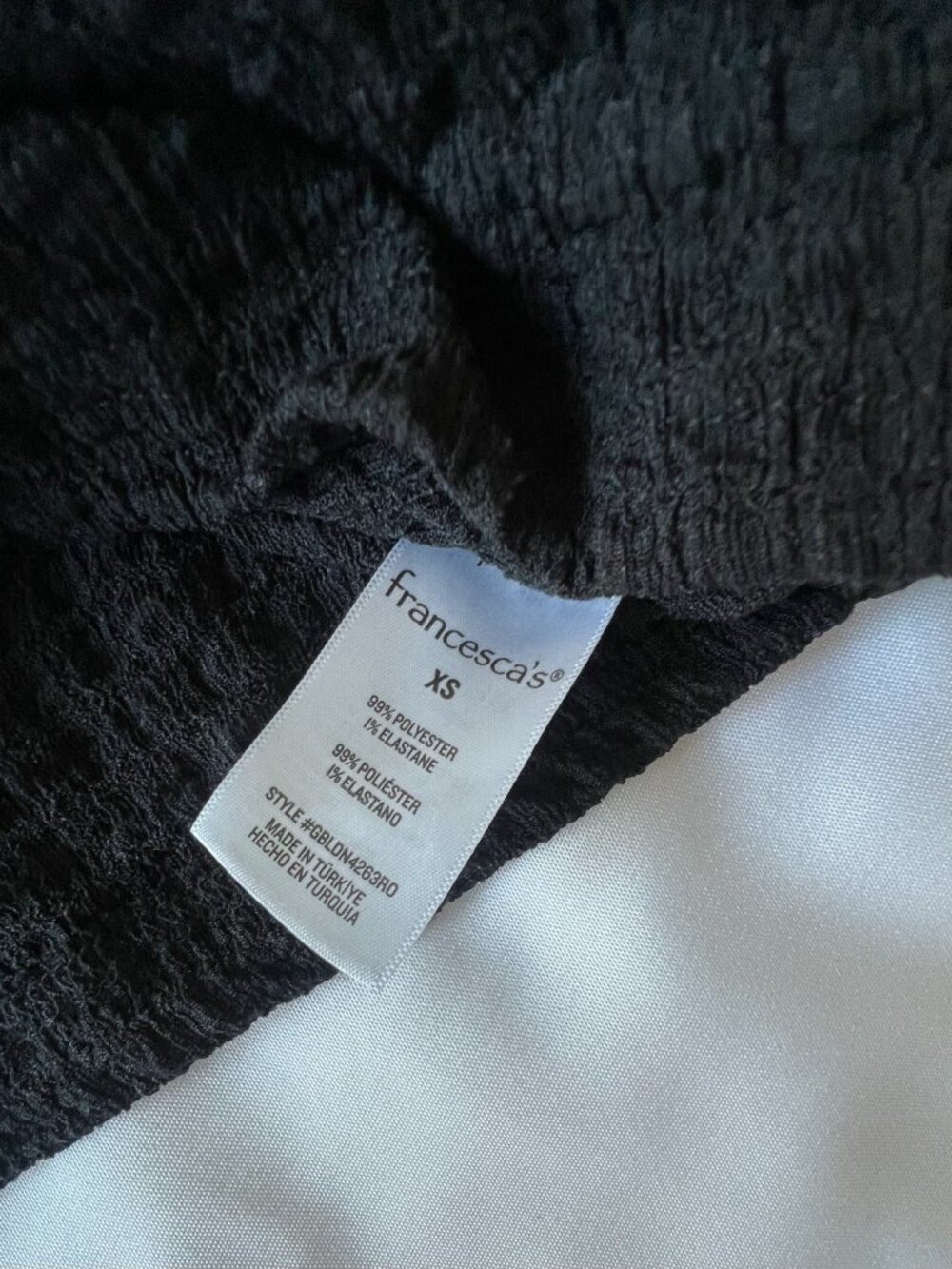 Boho Peasant Francesca's Mi Ami Black Top Size XS 3/4 Sleeve Front Tie NWT - Picture 15 of 15
